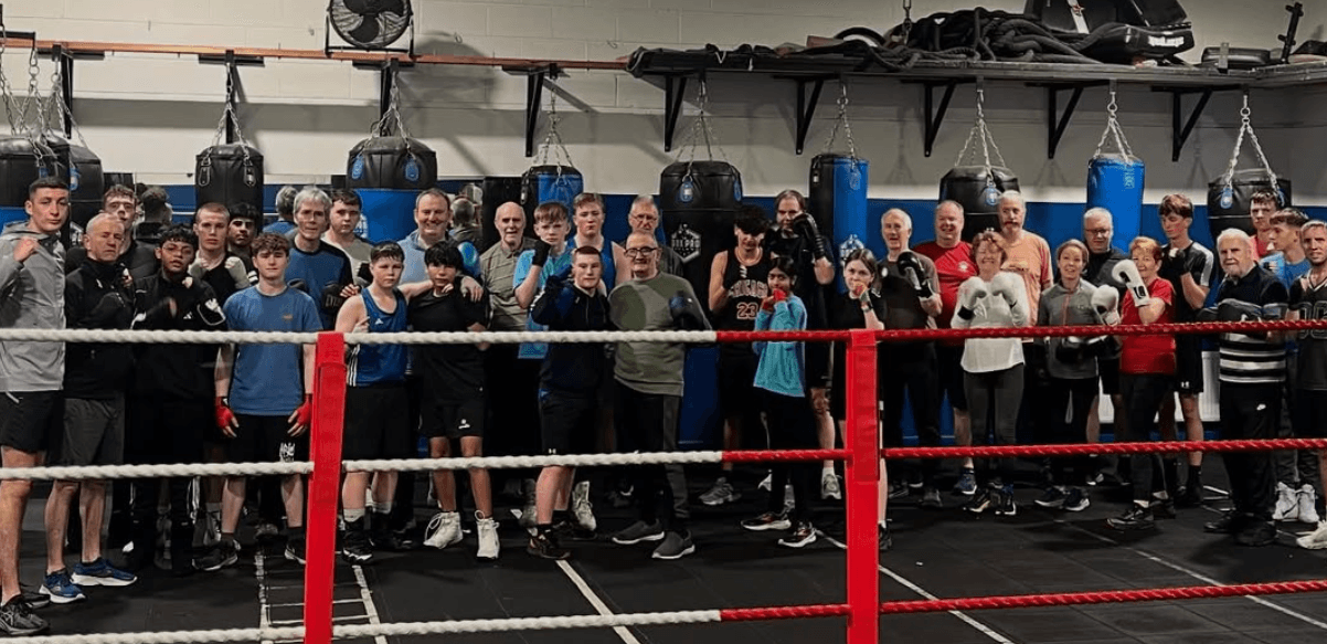 Boxing pads and gloves ready for training at Angels Boxing